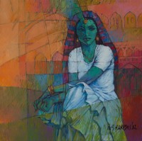 Saeed Kureshi, Endless Wait, 24 x 24 Inch, Oil on Canvas, Figurative Painting, AC-SAKUR-020